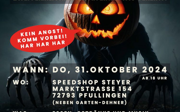  Halloween- und Werkstatt-Einweihungsparty am Donnerstag, 31. Oktober 2024